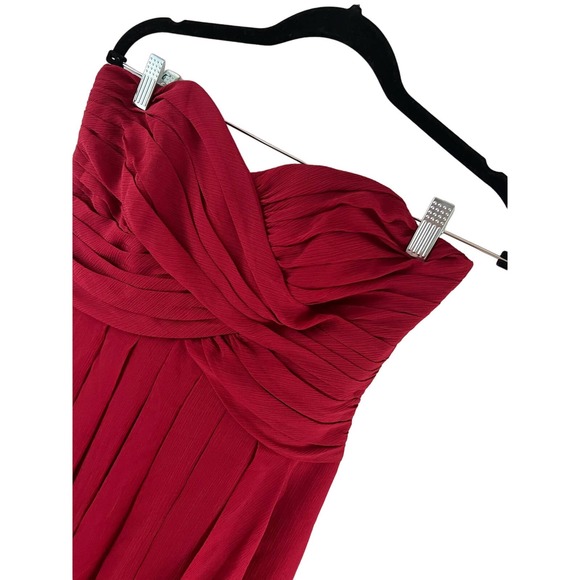 David Bridals Size 8 Red Strapless Formal Gown Cocktail Dress Prom Party - Picture 3 of 6